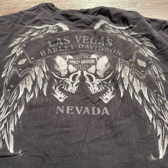 Vintage Harley Davidson Shirt Mens Large Las Vegas Nevada Skull Graphic Print - Picture 2 of 12